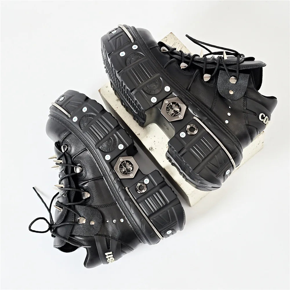Punk Women Lace-Up Ankle Botas