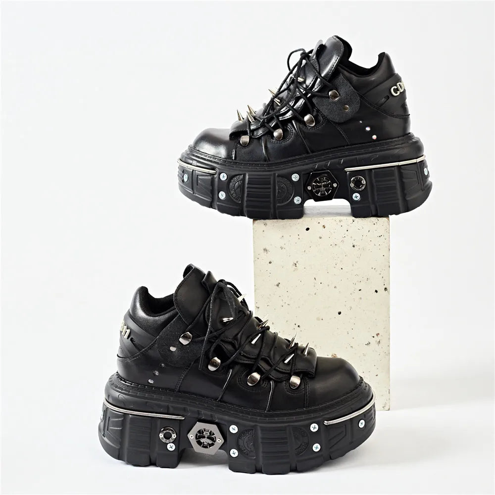 Punk Women Lace-Up Ankle Botas