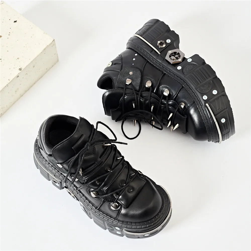 Punk Women Lace-Up Ankle Botas