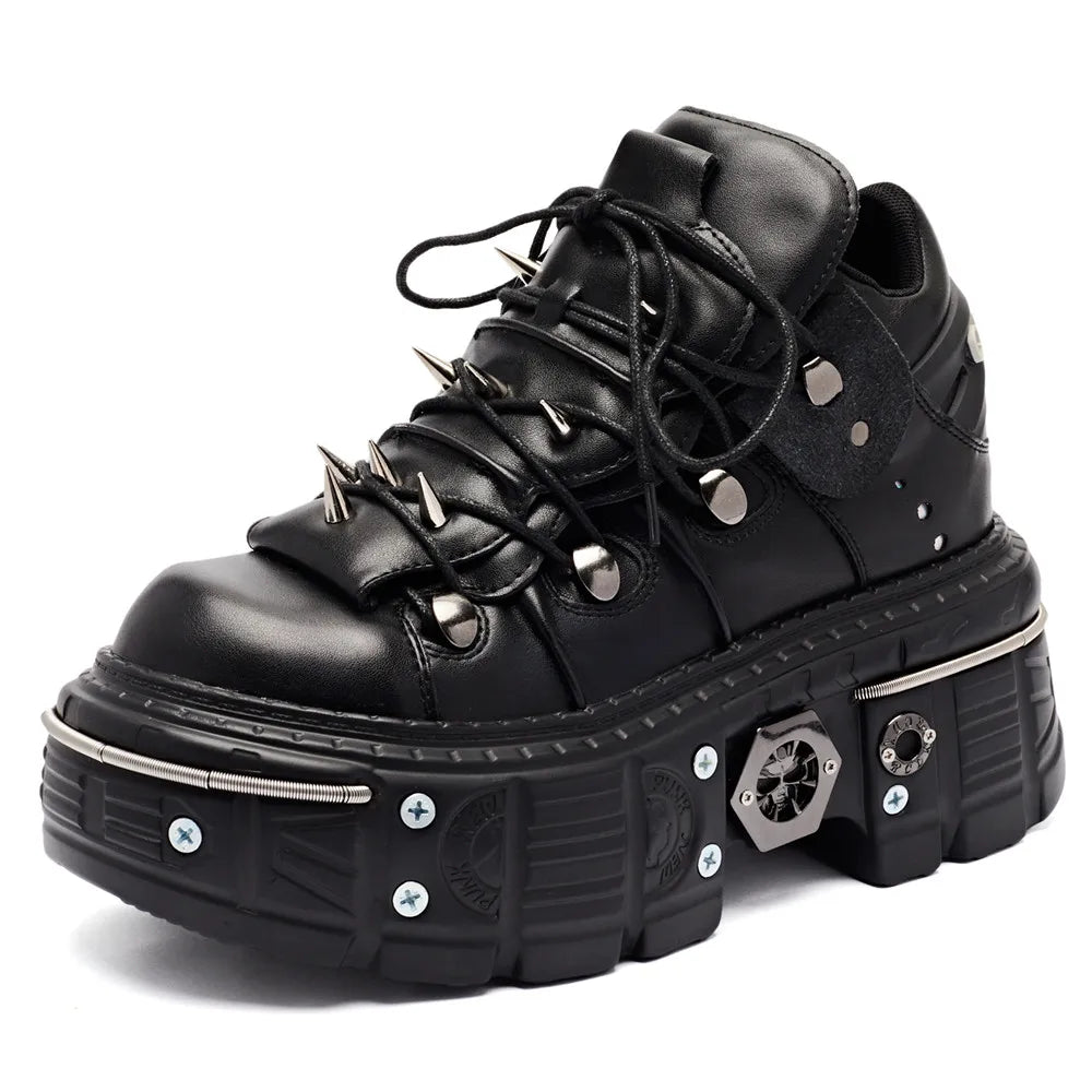 Punk Women Lace-Up Ankle Botas
