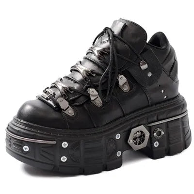 Punk Women Lace-Up Ankle Botas